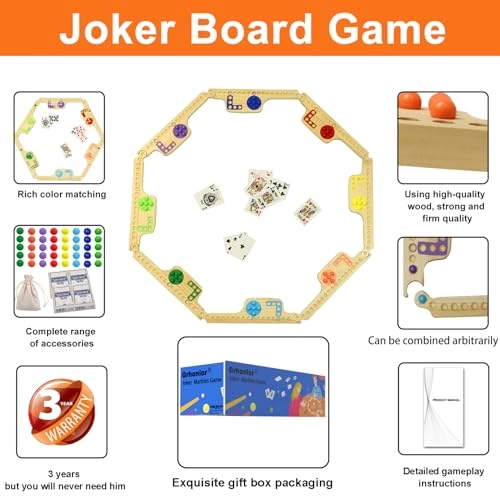 Jokers and Marbles - 8 Solid Wood Boards 40 Marbles 4 Decks of Cards