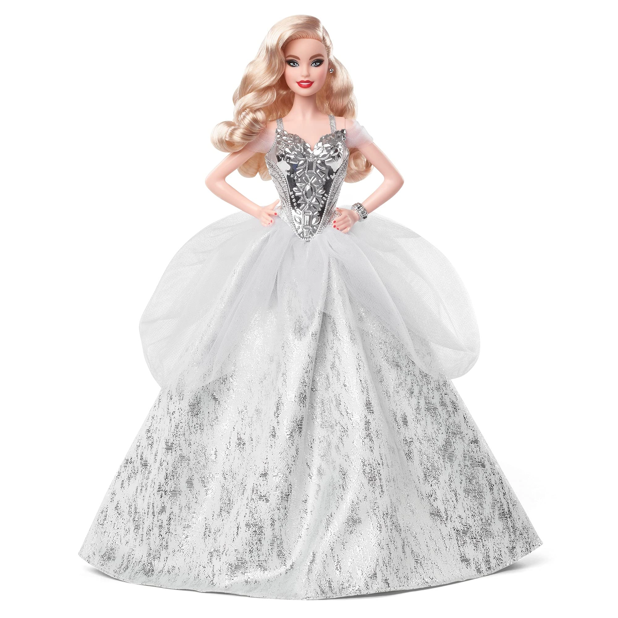 2021 Holiday Barbie - 12 Inch Blonde Wavy Hair Silver Gown Ages 6+