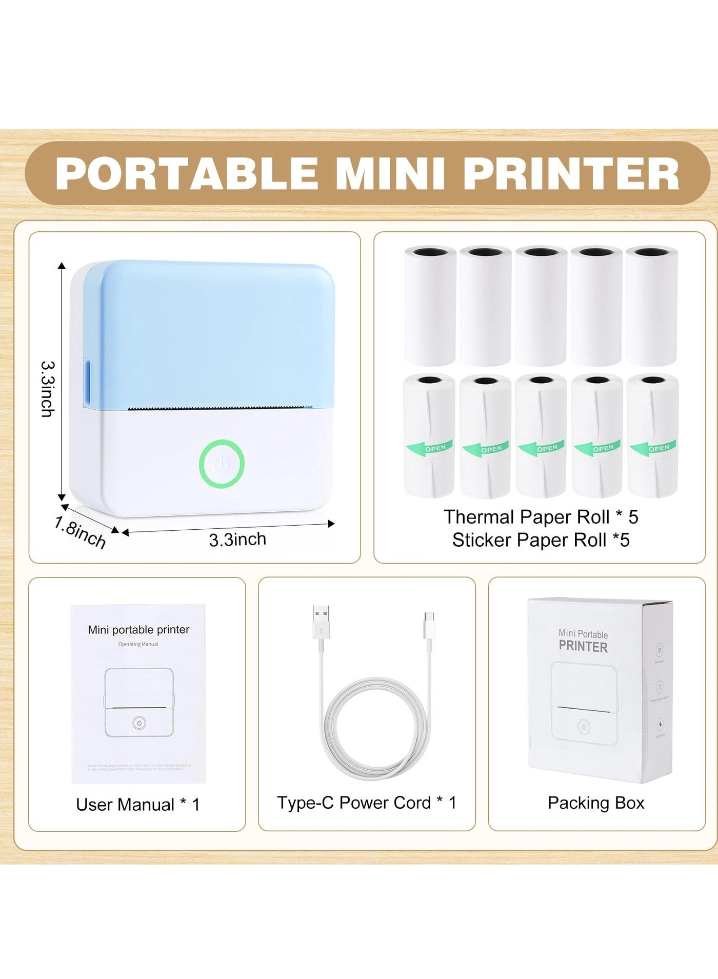 Thermal Mini Printer - Portable Inkless Bluetooth