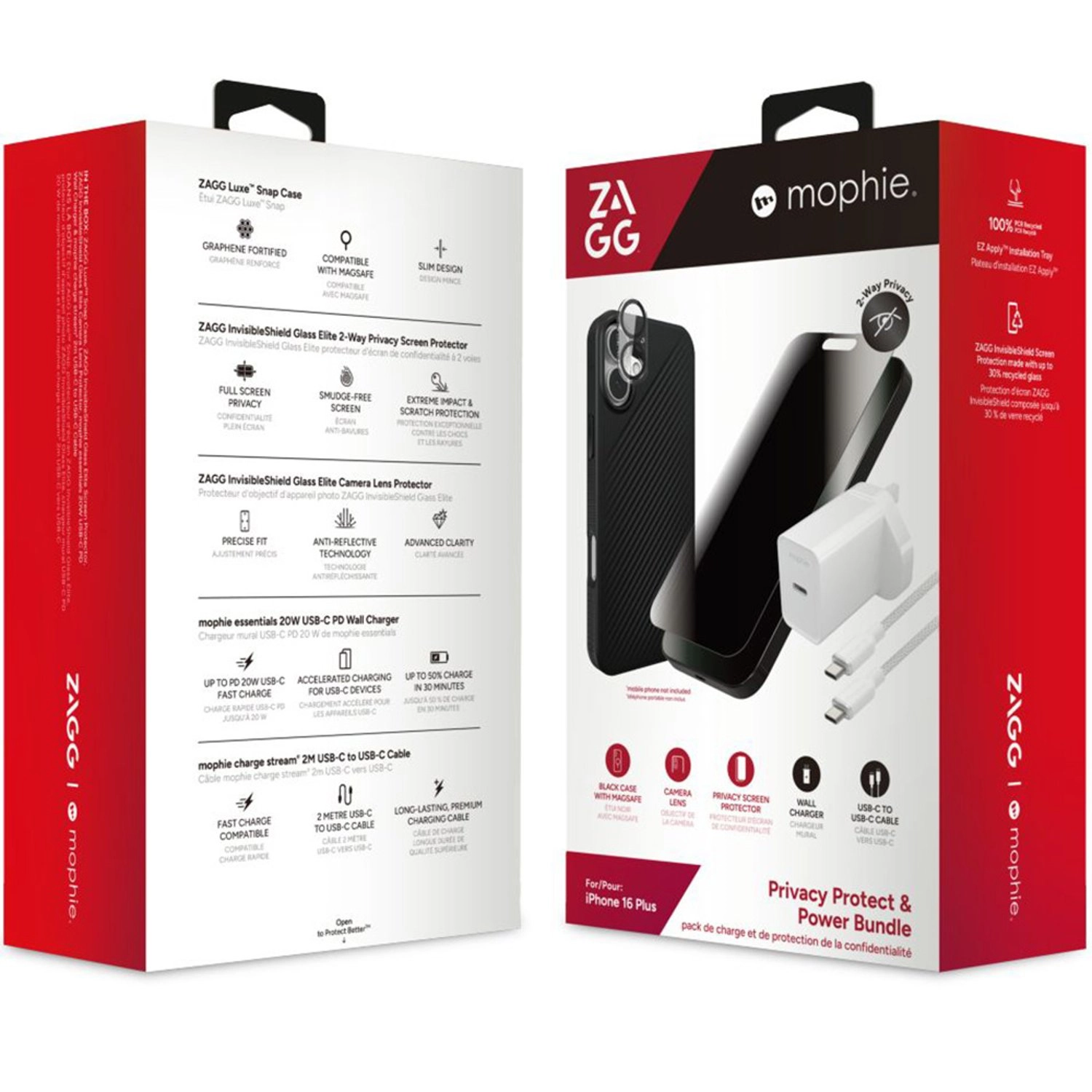 Privacy Screen Protector for iPhone 16 Plus Bundle