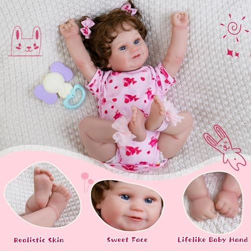 Emilia Reborn Baby Doll - 20-Inch Cloth Body Ages 3+ Bundle