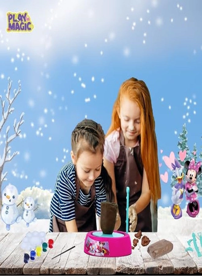 Pottery Wheel Minnie - Battery Operated + Painting Kit - Modeling Clay Sculpting Clay Tools