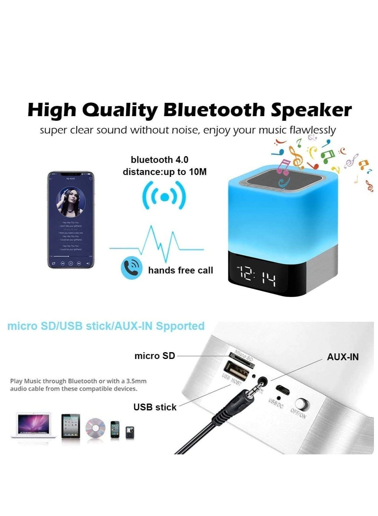 Night Lights Bluetooth Speaker - rechargeable battery multi-color
