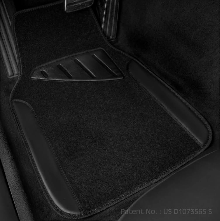 Universal Fit Car Floor Mats - Set of 4pcs Black and Burgundy