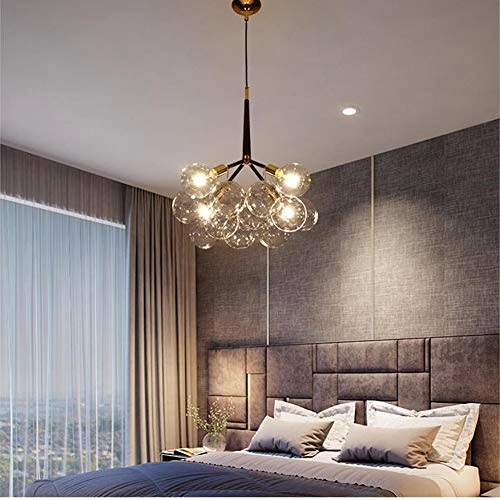 Minimalist Glass Bubble Ball Chandelier - E27 8 heads Gradient smoke gray lampshade
