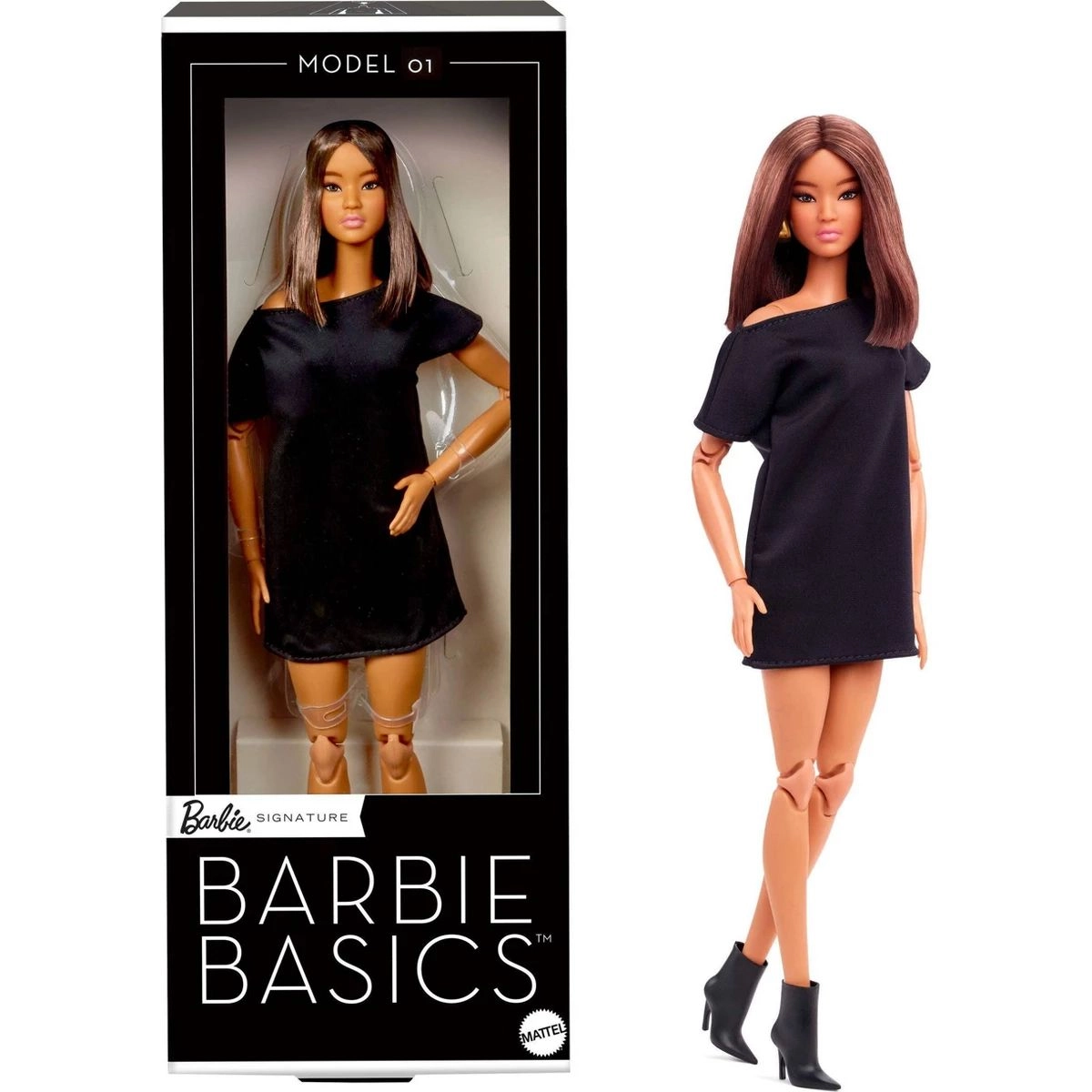 Barbie Basics Model 1 - Brunette Black Mini Dress