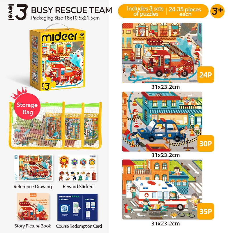 Rescue Team 3-in-1 Puzzle (30654455-MD1478) - 89 pcs