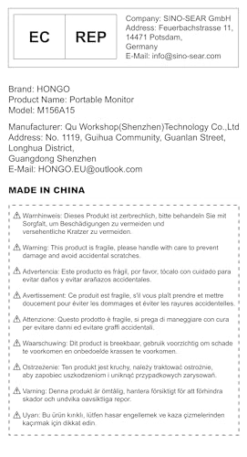 Portable Monitor - 3840x2160 15.6 Inches