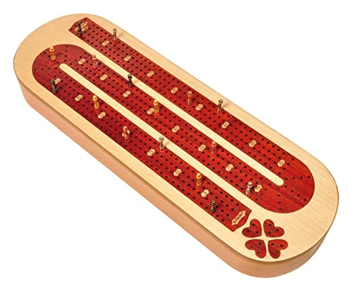 Continuous 4 Track Cribbage Board - Blood Wood Maple Wood