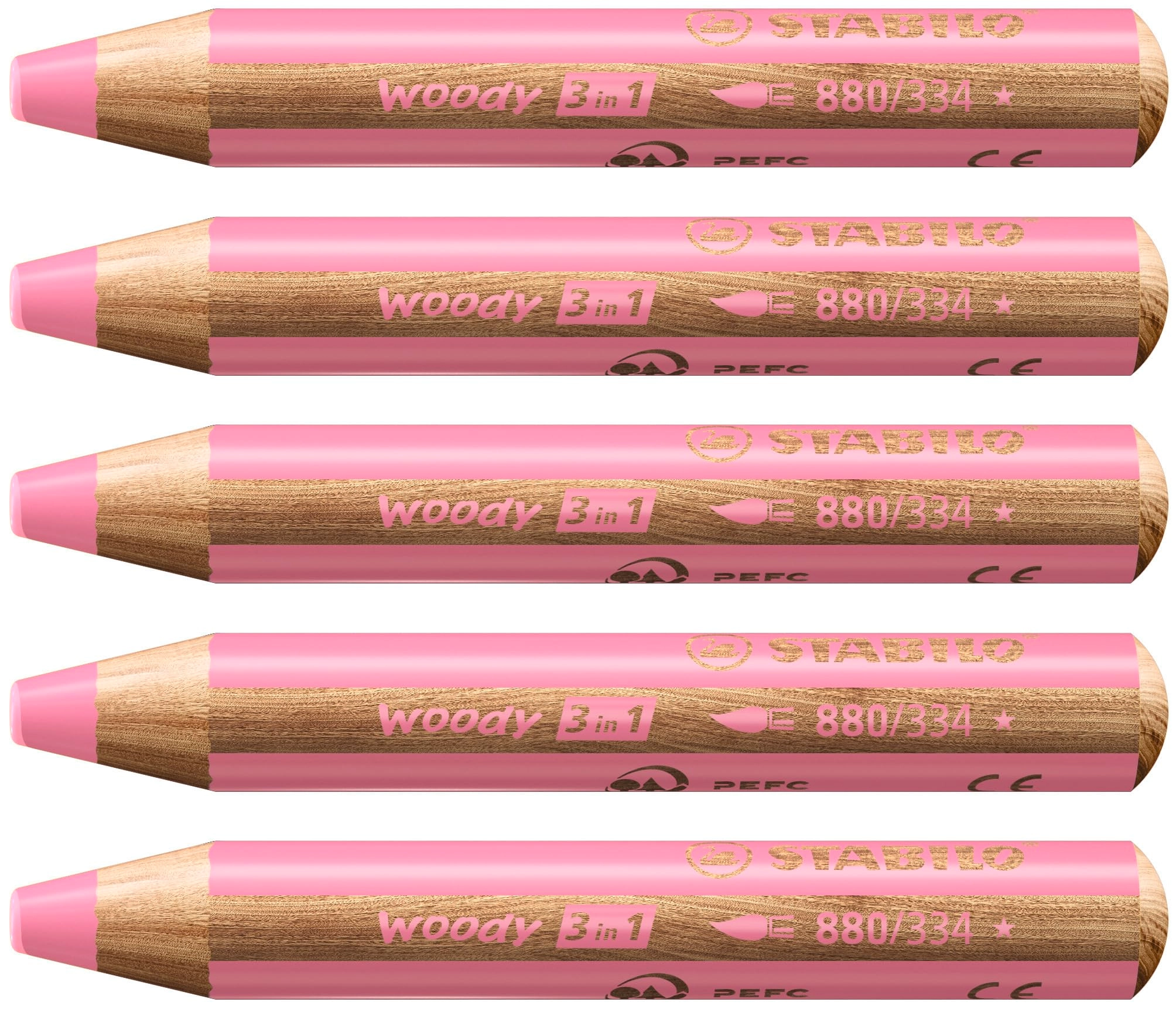 Woody 3-in-1 Crayons - 5 Pcs