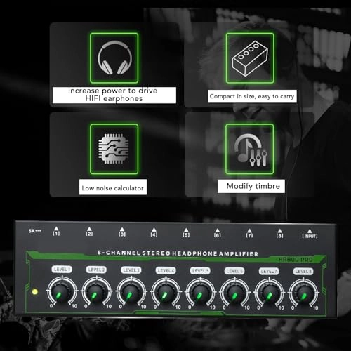8 Channel Headphone Amplifier - Metal Independent Volume Control