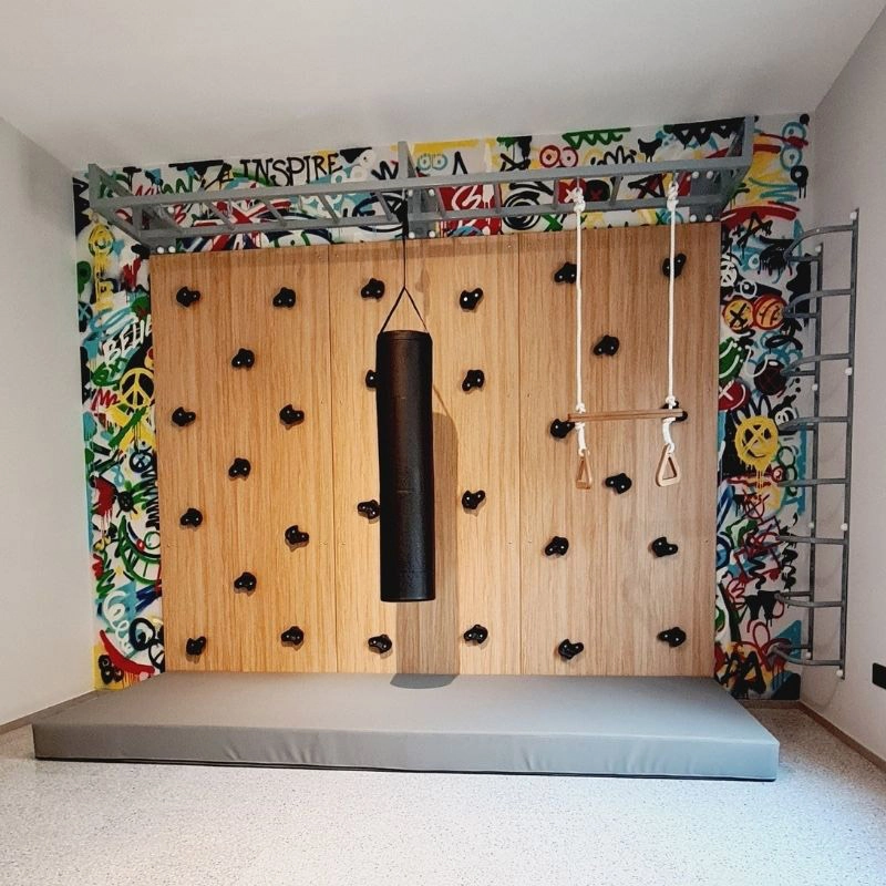 Climbing Wall - Safety Mat 3 Panels Natural Wood