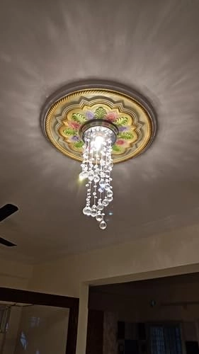 GA Crystal Glass Chandelier - 2 Foot Yellow LED