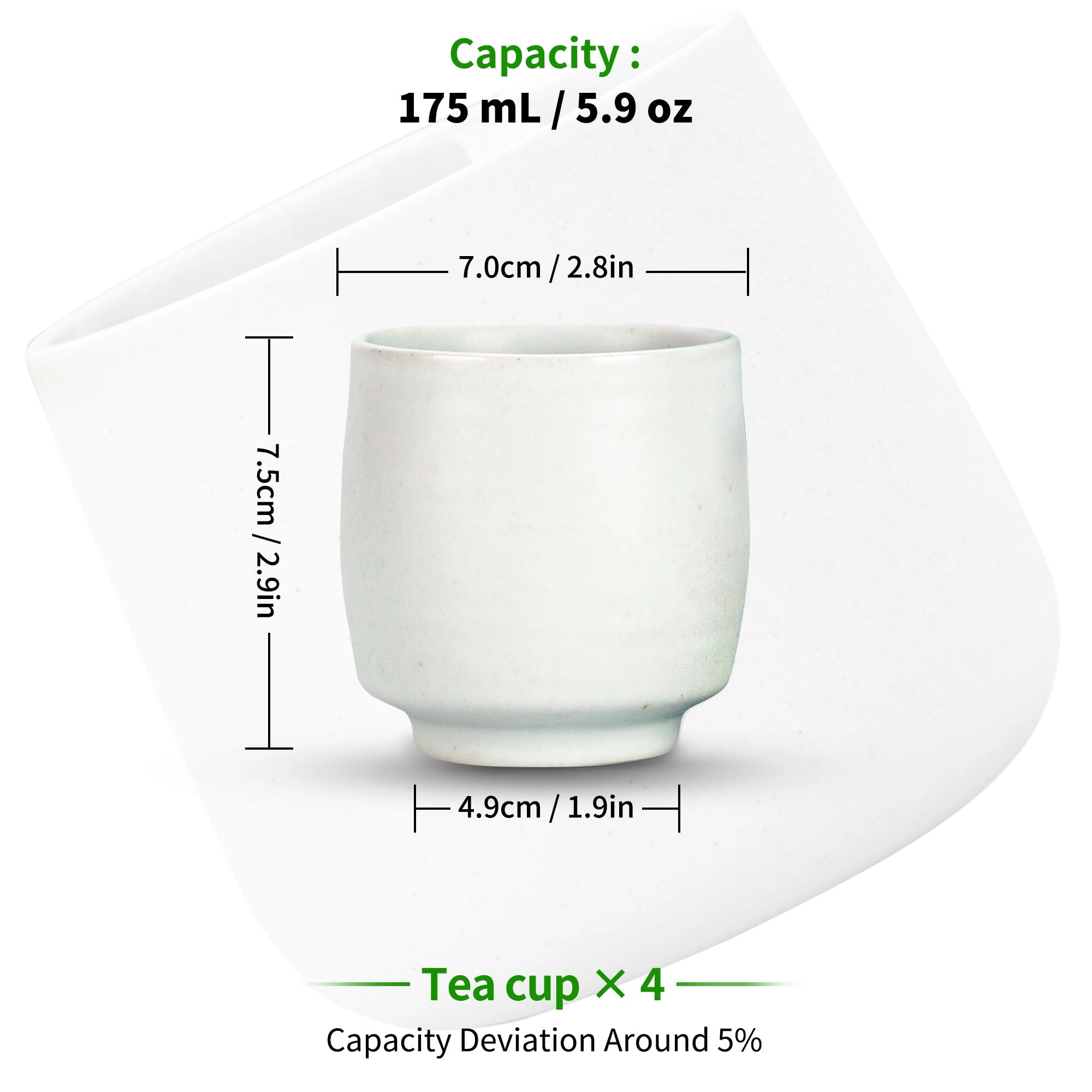 Elegant Japanese Tea Cup - 4 pcs - 175 ml