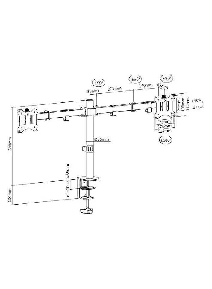 Dual Monitor Stand - 32 Inch 75mm x 75mm or 100mm x 100mm