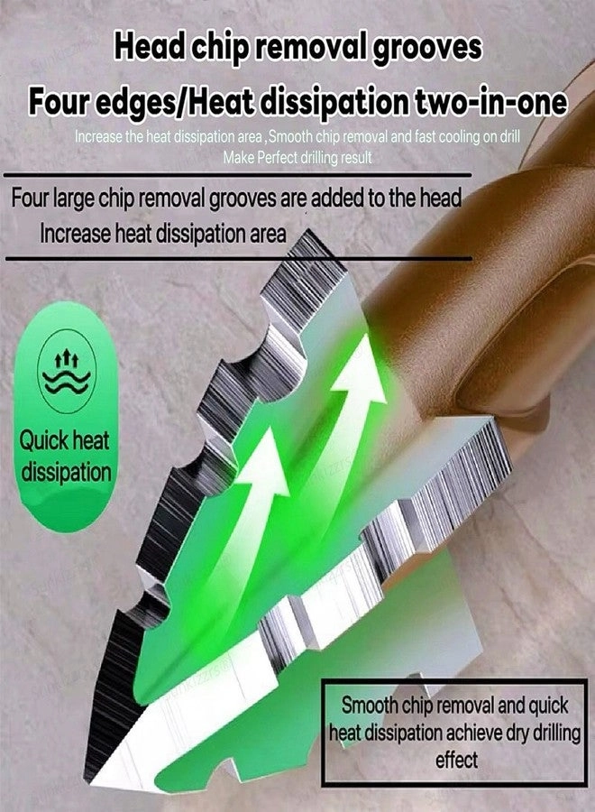 Hex Cross Sawtooth Tile Drill Bits - Alloy Steel 5 Pcs 12mm