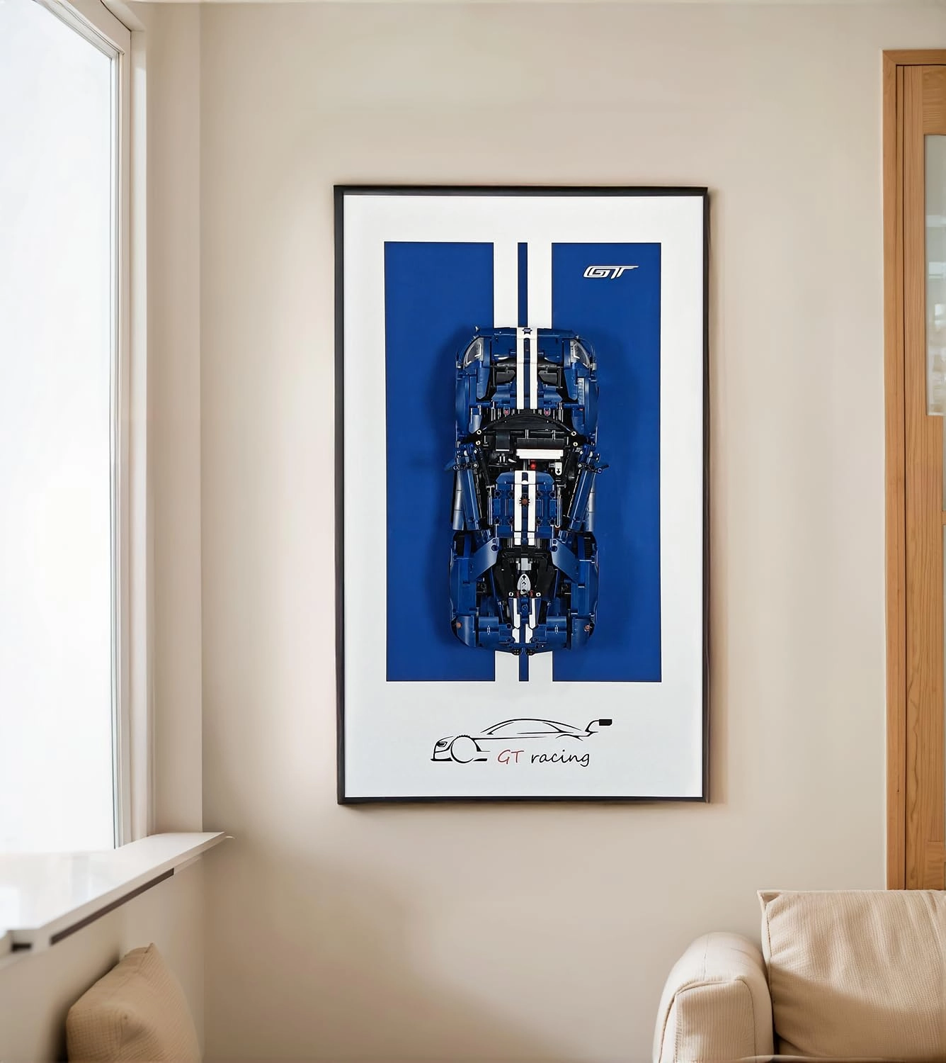 iCUANUTY Display Wallboard for LEGO Technic Ford GT 2022 42154 - 75X45cm