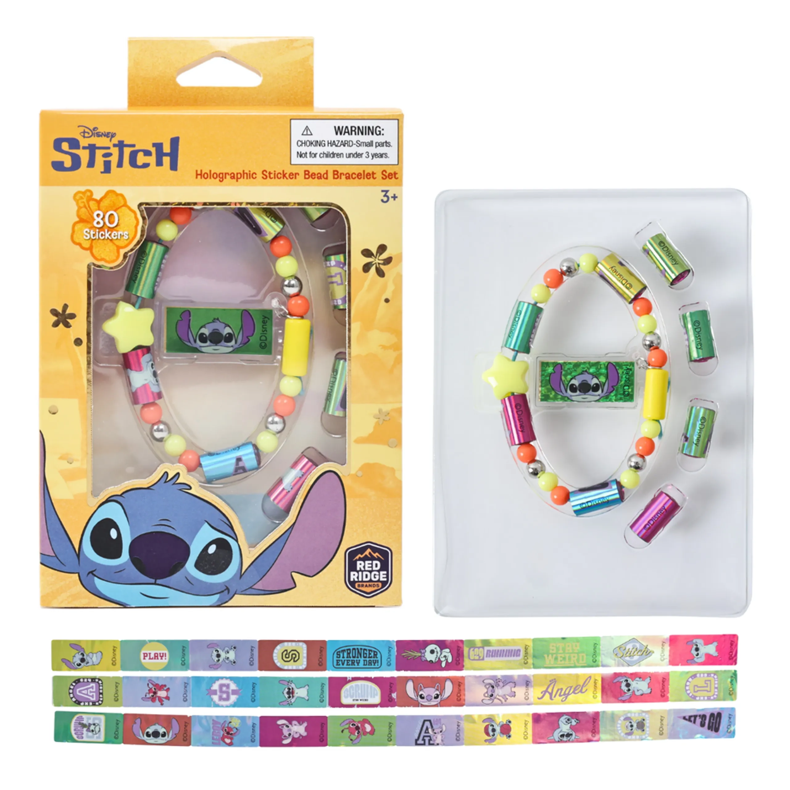 Stitch Holographic Sticker On A Roll Bracelet Making Craft Set - 80 Holographic Stickers Suitable for 6+
