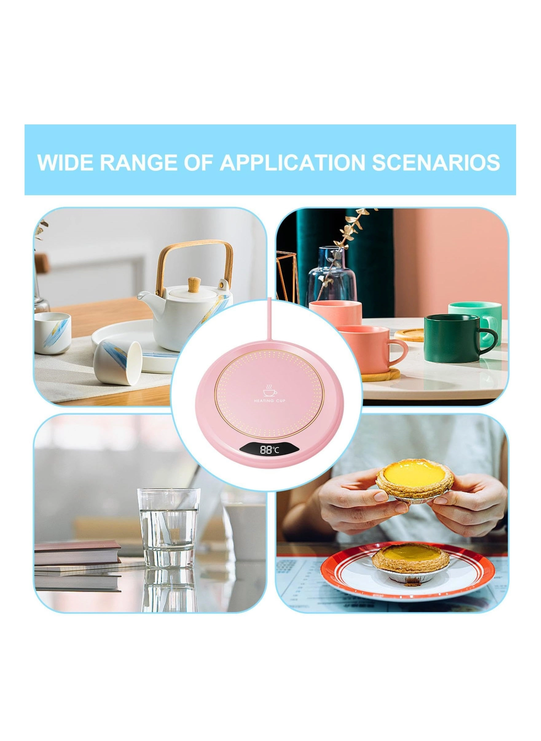 Coffee Mug Warmer - 4.4 inch diameter pink USB plug-in