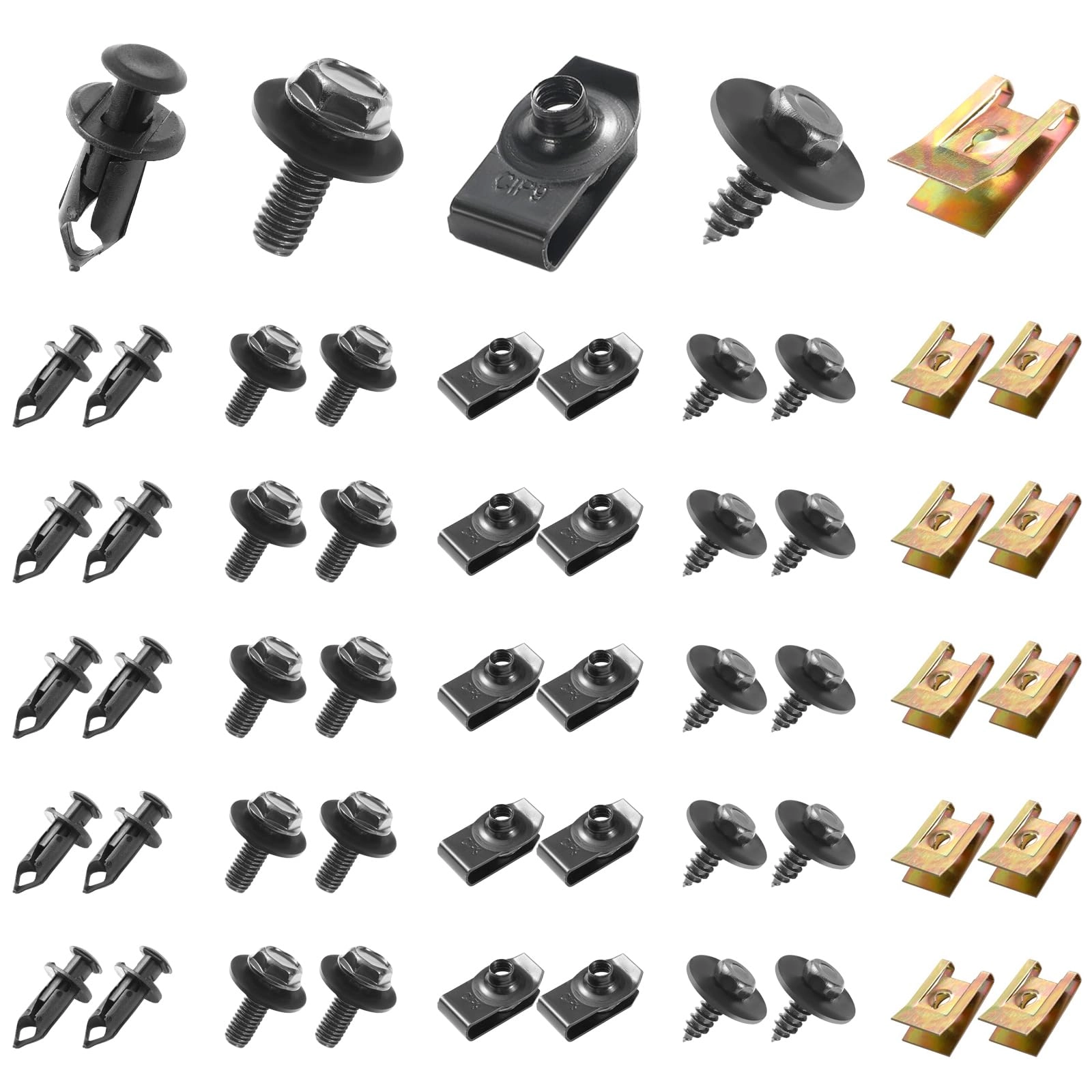 Uolor Car Screws and Bolts - 100PCS Black