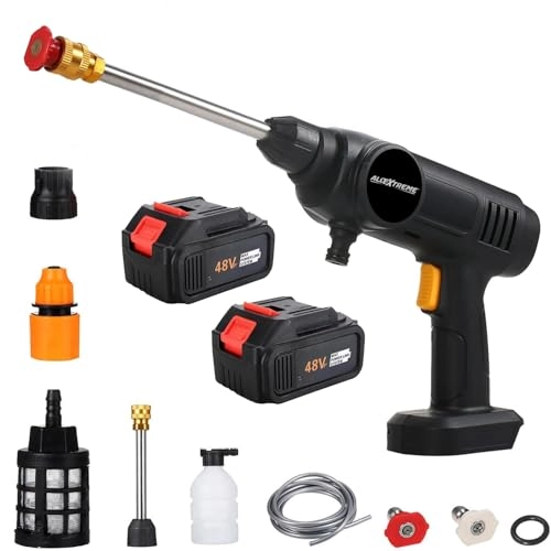Allextreme High Pressure Washer - 48V Double Battery Cordless 5M Hose Foam Cannon