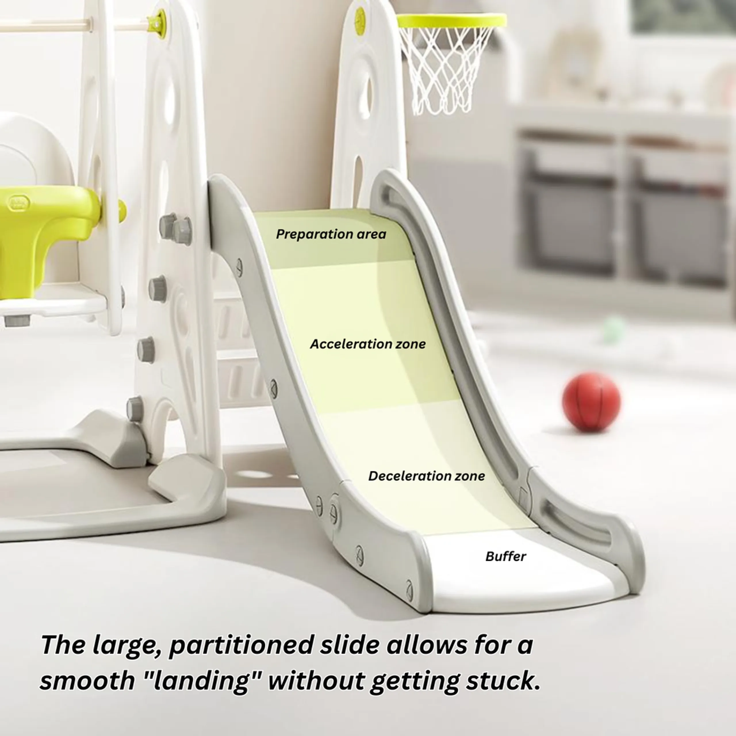 3 In 1 Kids Slide & Play Set - White Suitable for 12 months & above