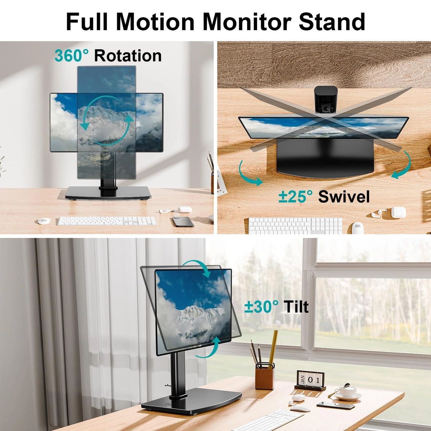Single Gaming Monitor Stand - 32â€ VESA 75x75, 100x100