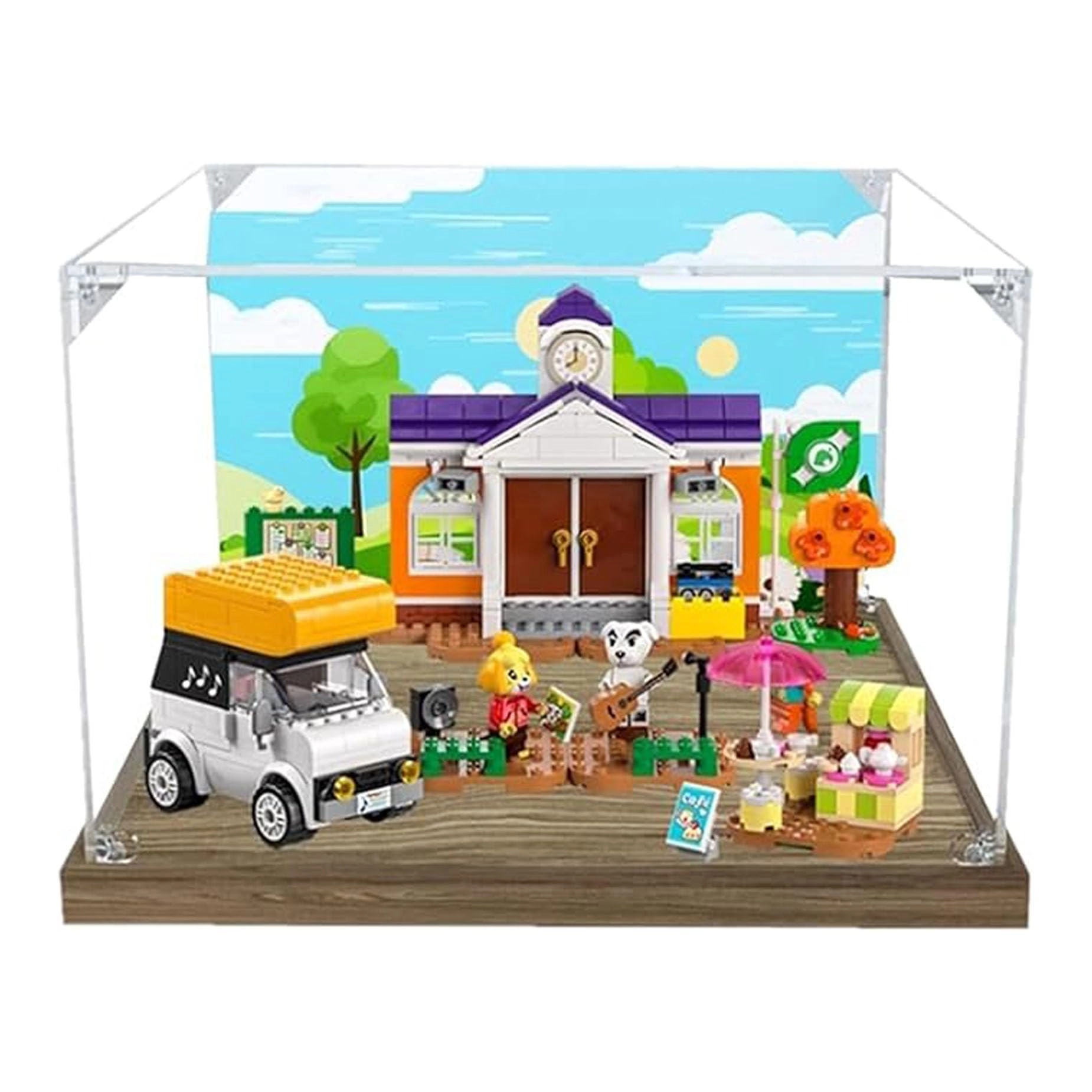 PHOVKFR Acrylic Display Box - for LEGO KK Concert on The Square 77052 3mm Wooden Base