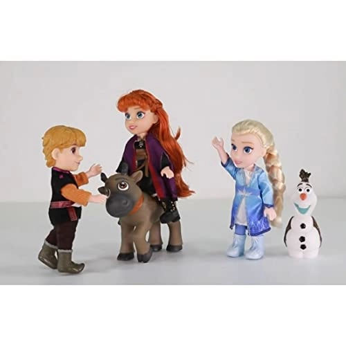 Elsa Doll - Petite 6 inches + Anna Doll + Kristoff Doll + Olaf Doll + Sven Doll Ages 3+