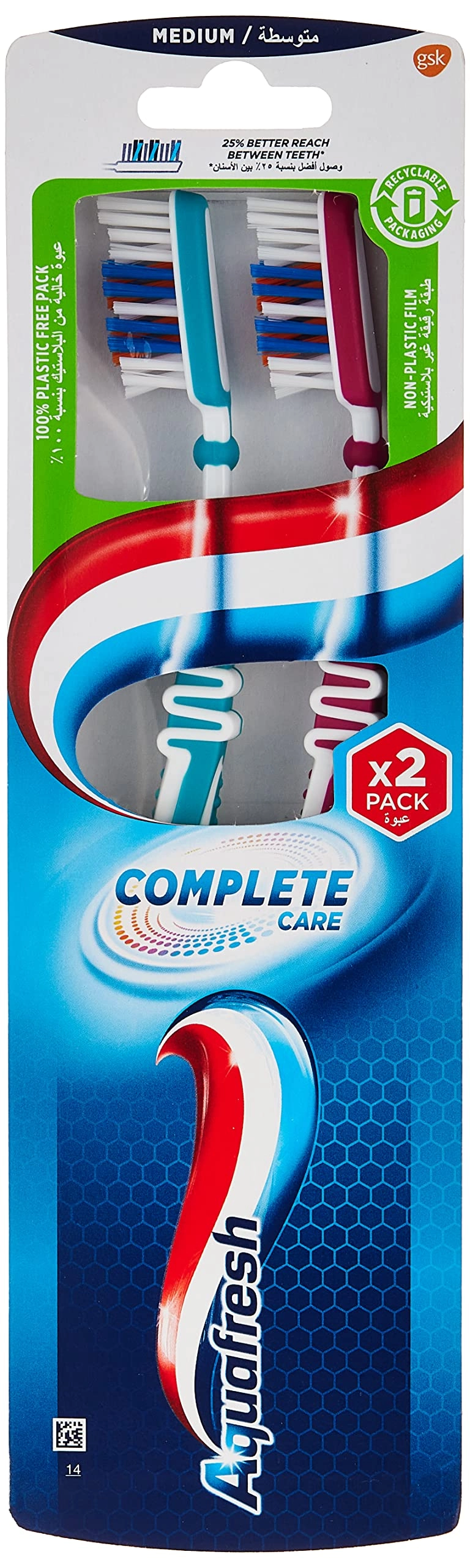 Aquafresh Complete Care Manual Brush - Medium 2-Piece Pack