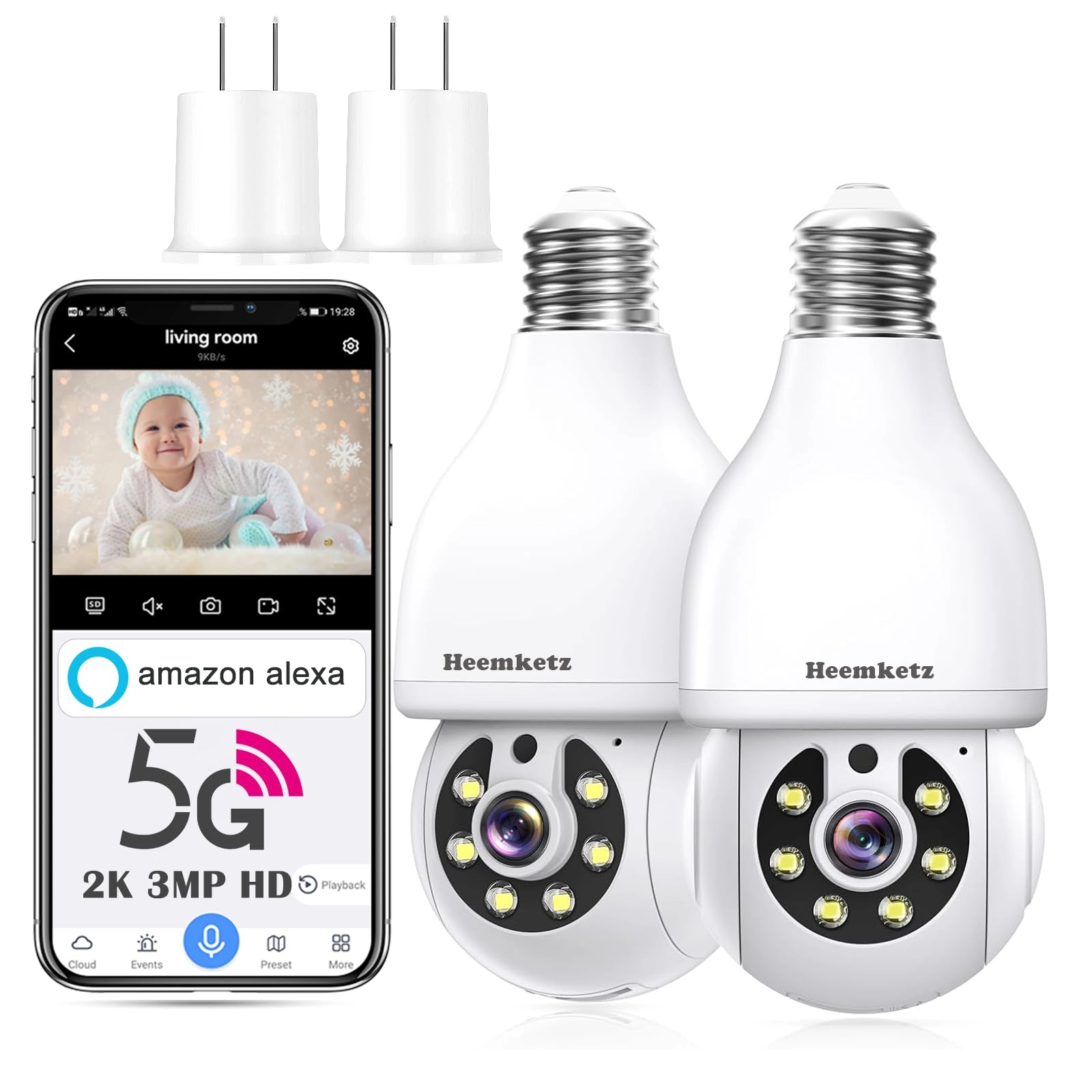 Heemketz Light Bulb Security Camera 2K
