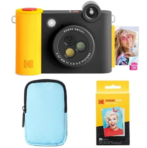 Smile+ - 2-in-1 Digital Instant Print Camera + Case + Zink 20pk 2x3 Sticky Back Photo Paper + Album + Sticker Sets + Sticker Frames + Markers
