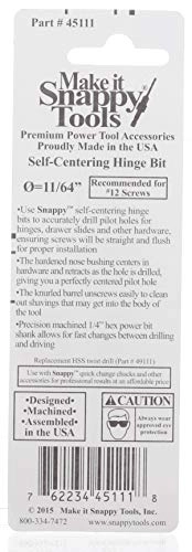 Self-Centering Hinge Bit - HSS 11/64 Inch