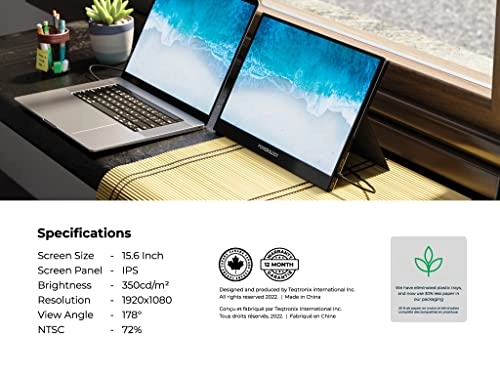 Ultra-Slim Full HD Portable Monitor - PPMN156BK 15.6" 1920 X 1080