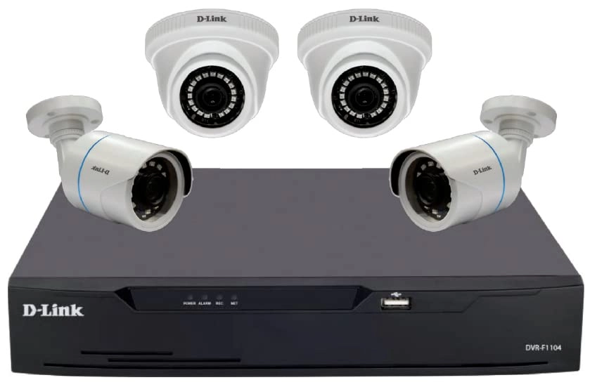 D-Link F2104-M1 - 4 channels + DCS-F2612-L1P - 2MP dome indoor + DCS-F2712-L1P - 2MP bullet outdoor