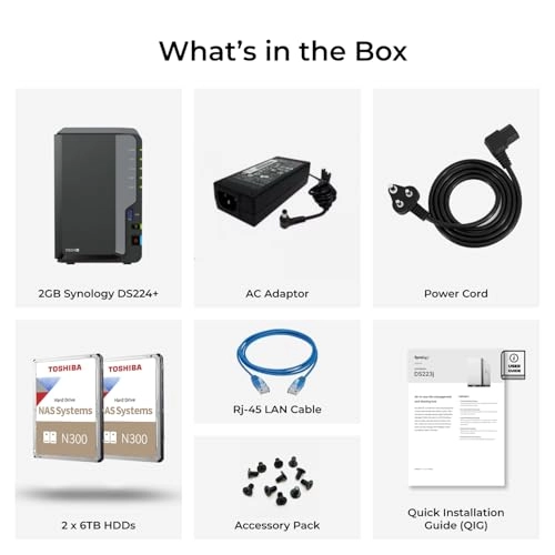 DS224+ 2-Bay 12TB - Includes External SSD 512GB for Backup