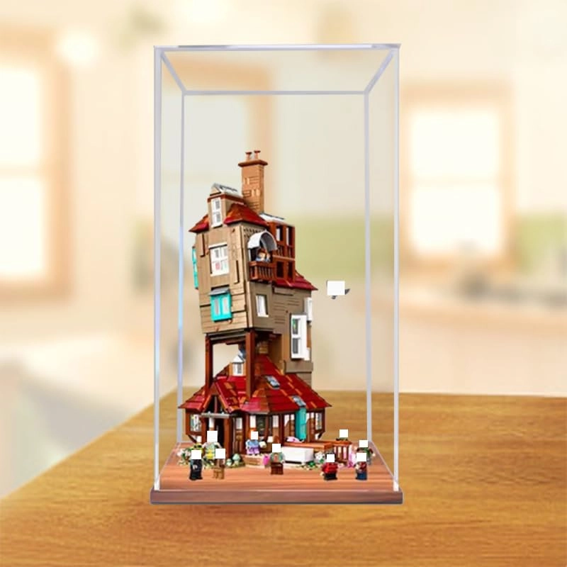 Clear Acrylic Display Case - 11.81x11.81x19.68in. Black Bottom