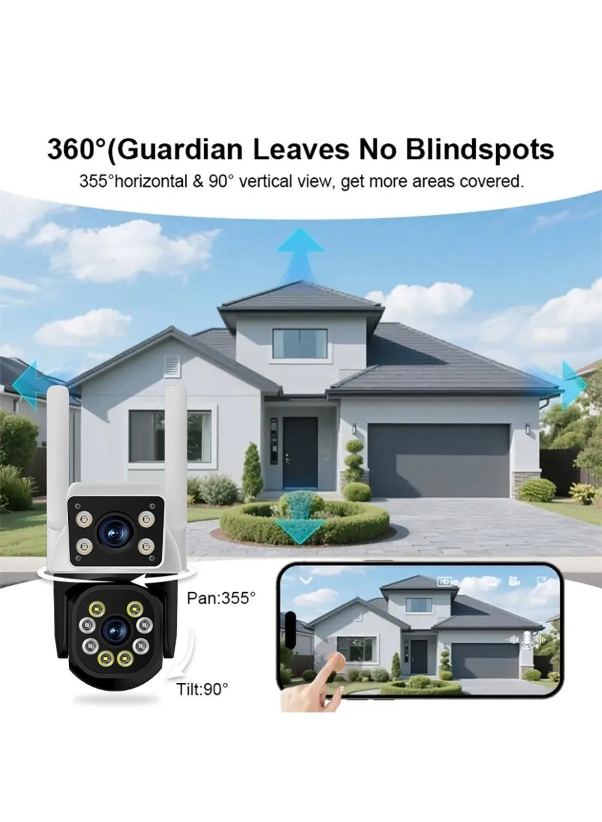 Dual-Lens Wireless Security Camera 2K