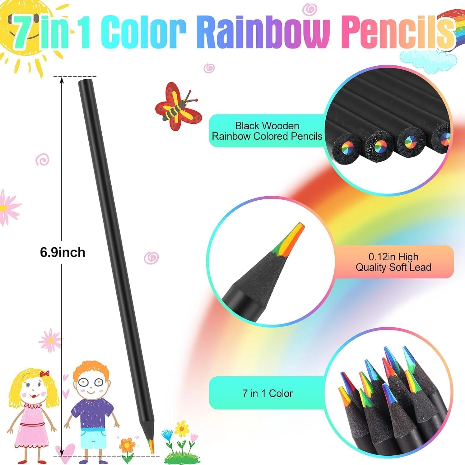Rainbow Pencil - 4 Pcs