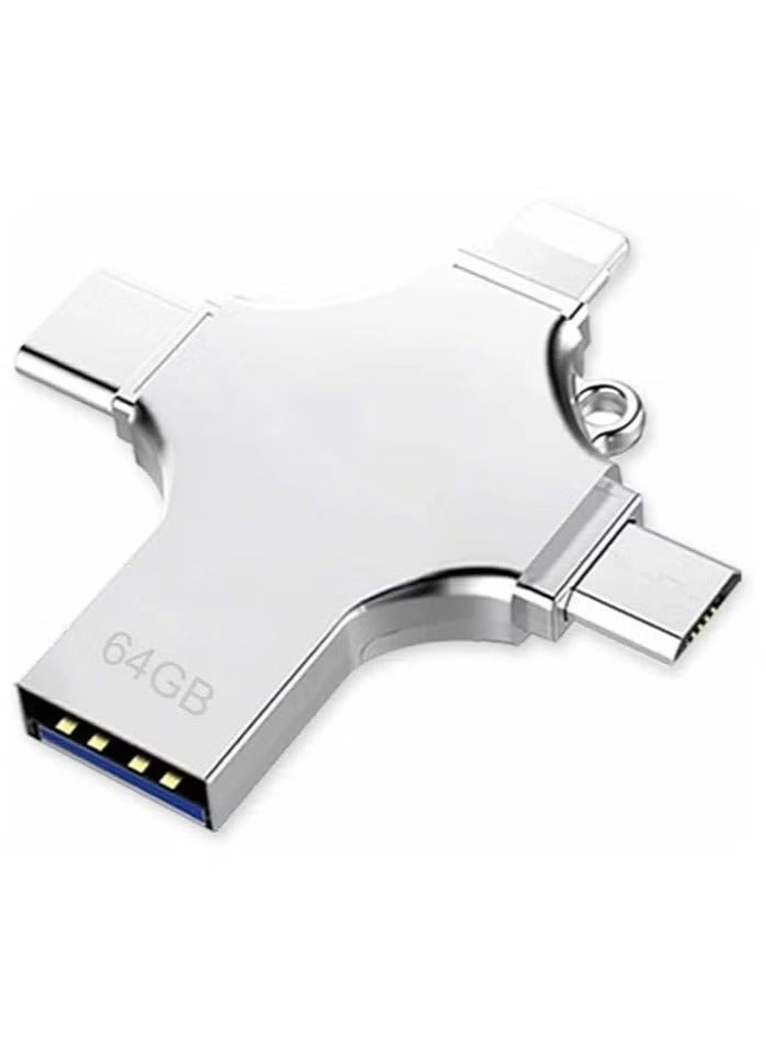 JAJEEK USB Flash Drive - USB-A USB-C Micro-USB Lightning 64GB