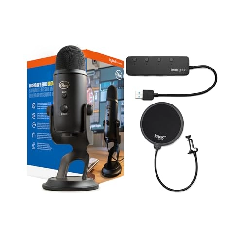 Yeti Microphone USB Microphone Pop Filter + 4-Port USB 3.0 Hub