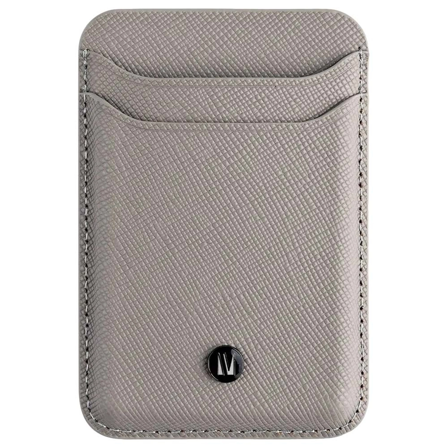 LEVELO Bond MagSafe Card Holder - 2 Card Slots Saffiano Leather Grey