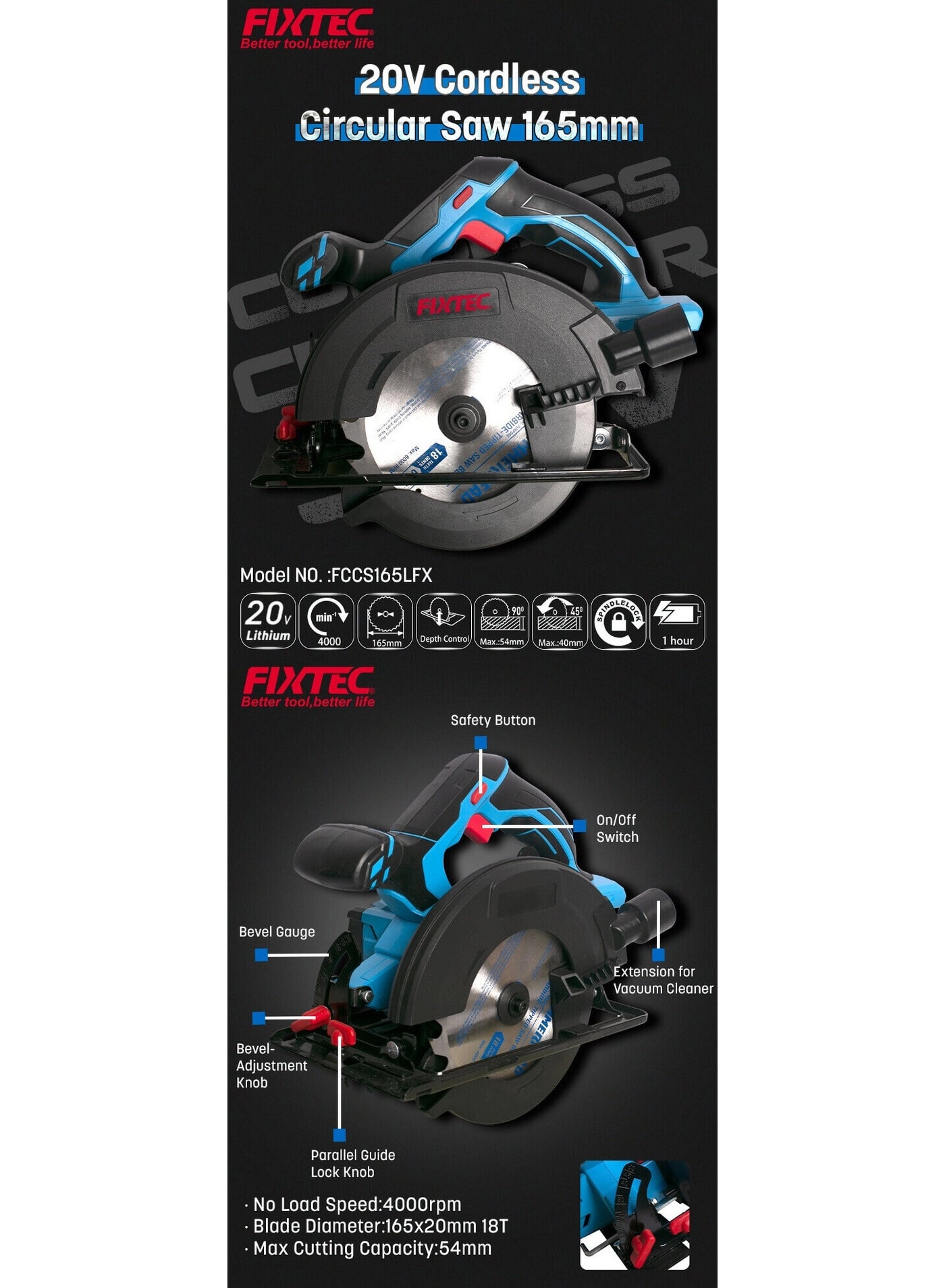 FCCS165LFX Cordless (Bare Tool)