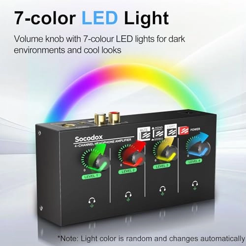 4 Channel Headphone Amplifier - 3.5mm/6.35mm/RCA Jacks 8 Headphone Output Port