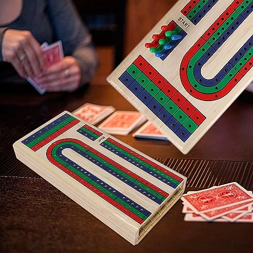 Folding Cribbage Board - Rubber Wood 9 Pegs 3 Tracks