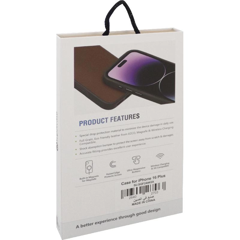 Modern Leather Case Back Cover with MagSafe for iPhone 16 Plus