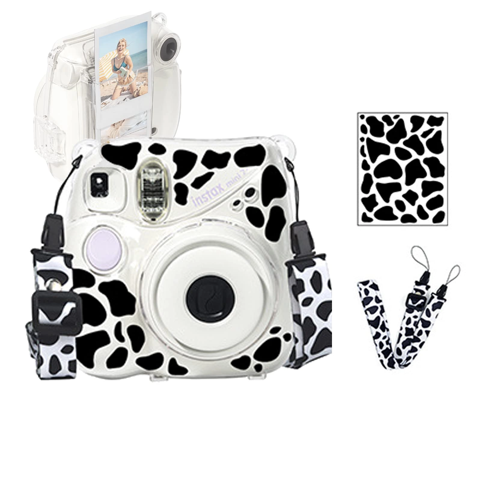 Kimyoaee Camera Case - PP Transparent + Shoulder Strap - Adjustable + Sticker Decal