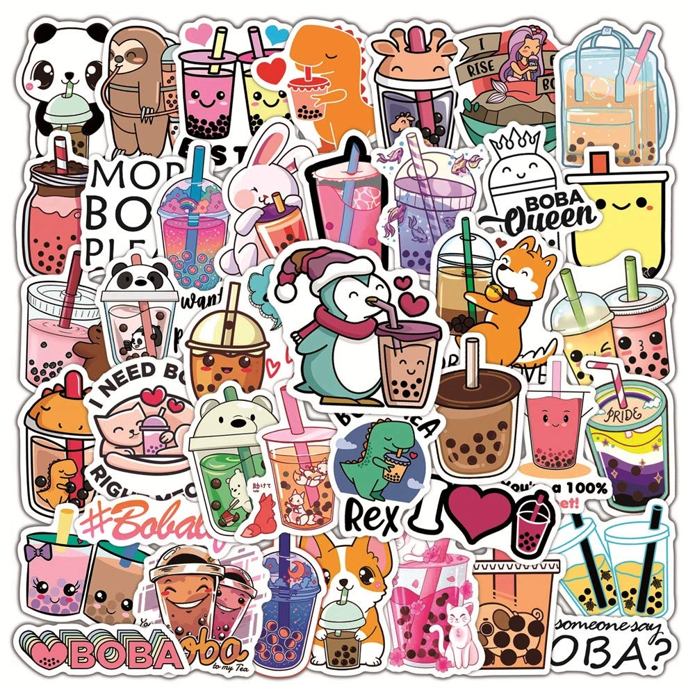focri Cartoon Sticker Book Beverage 50 pcs