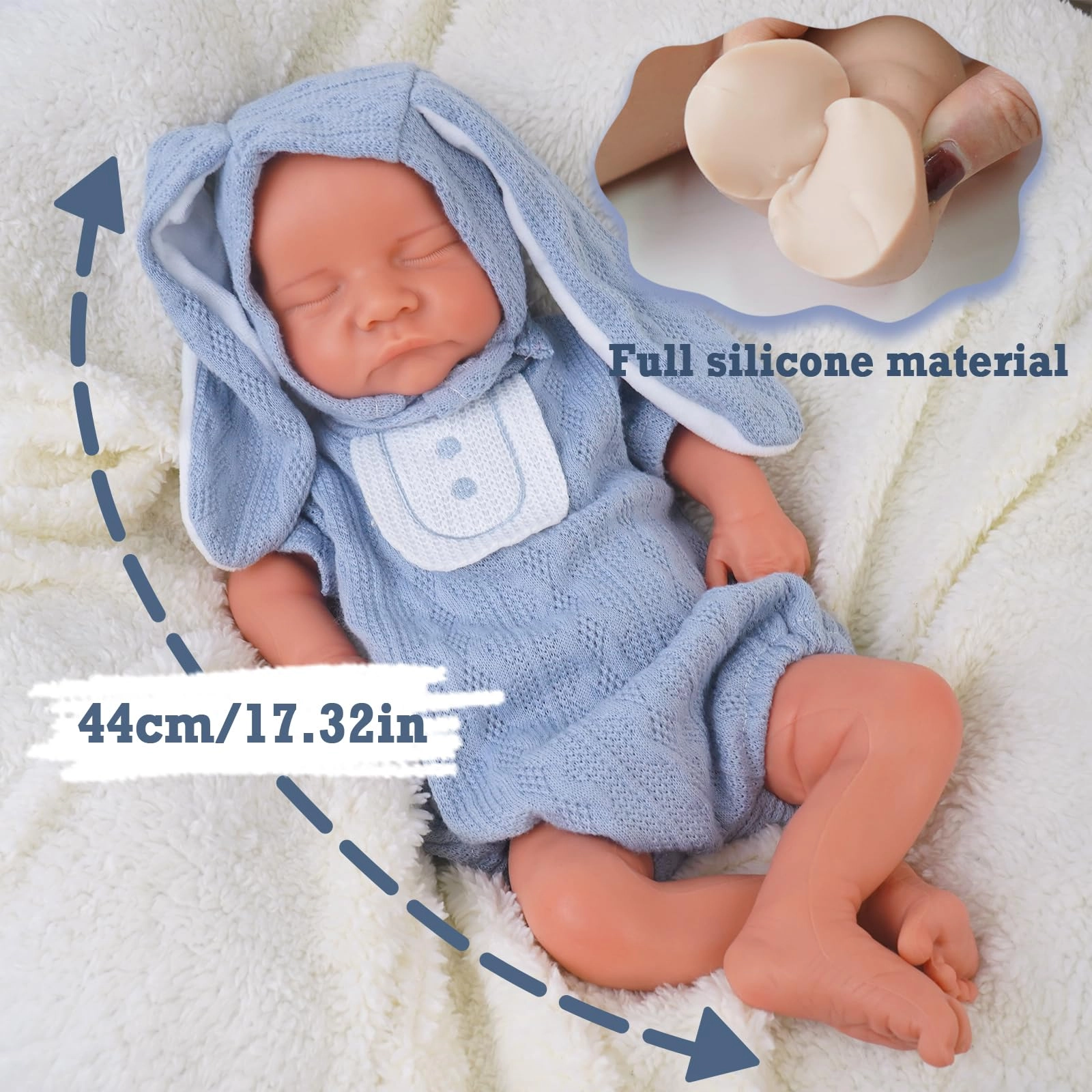 Reborn Baby Doll - 17 Inch Full Silicone Boy Ages 14+