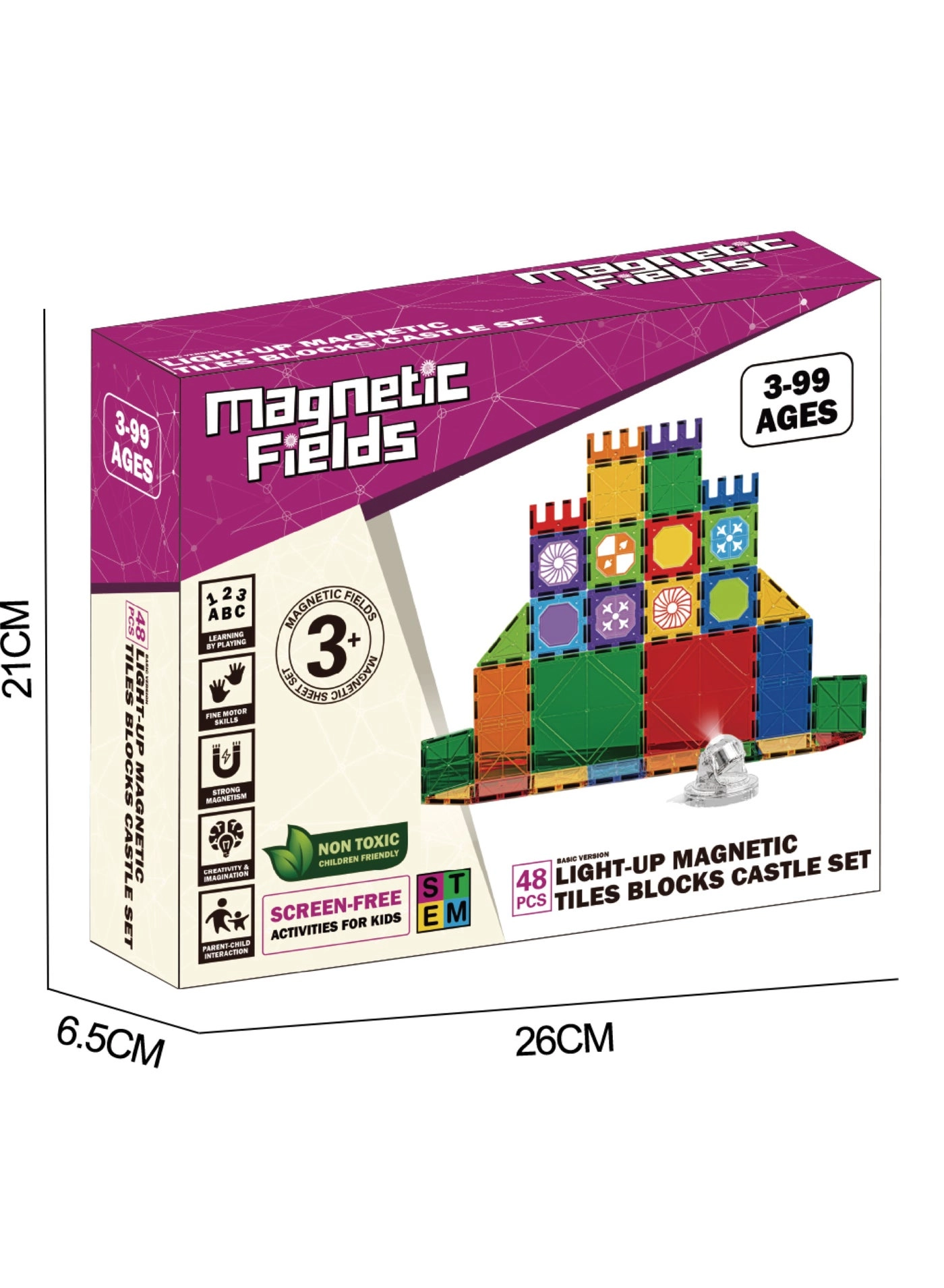 Light Magnetic Tiles Castle Set - Architecture 48 pcs
